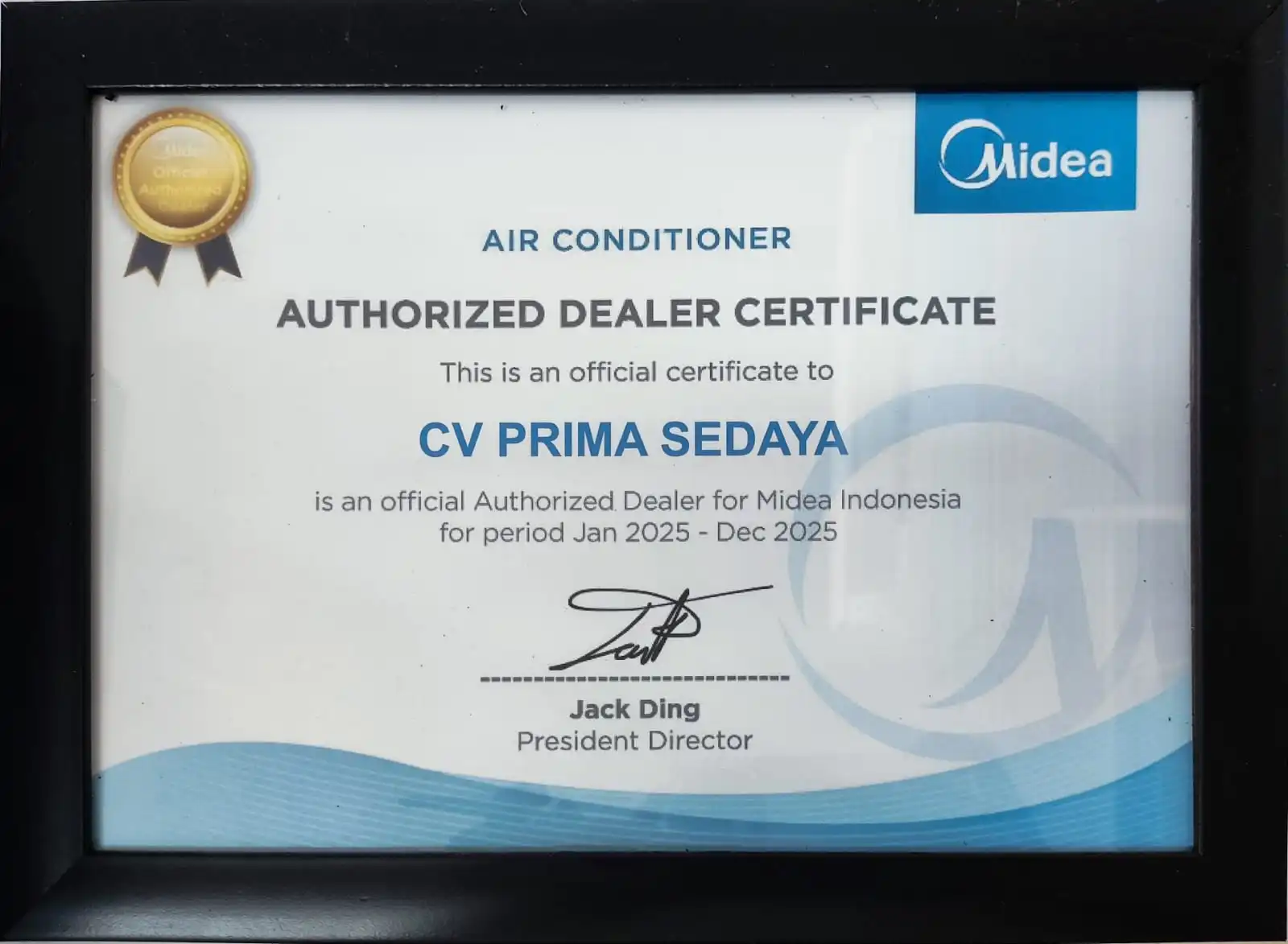 Sertifikat Authorized Dealer Midea Radja AC